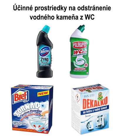 Čistící prostředky na odstranění vodního kamene z WC