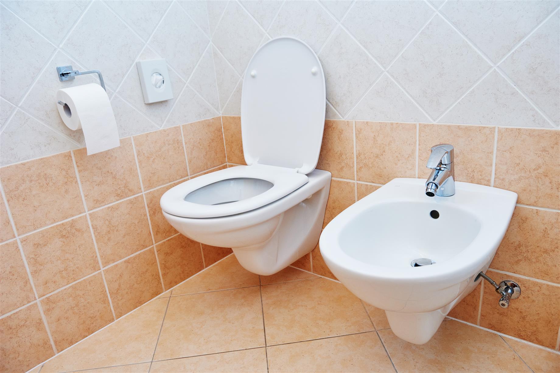 Závěsné WC a bidet v koupelně