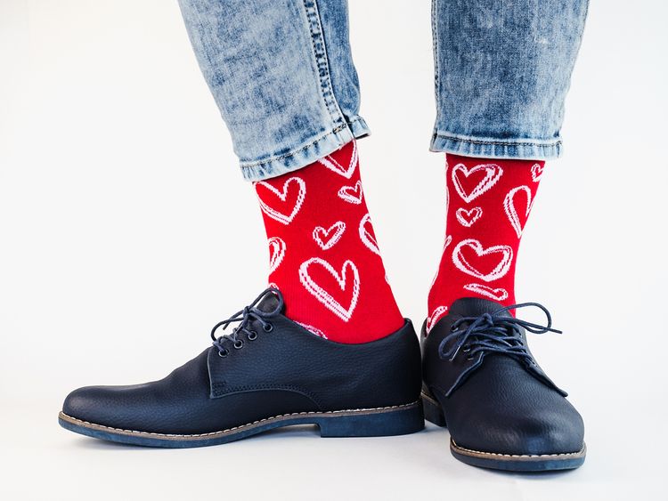 Červené valentýnské ponožky se srdíčky