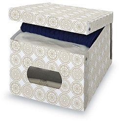 Béžový úložný box na peřiny Domopak Ella, vel. XL