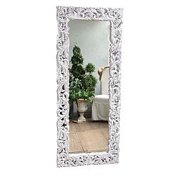 Bílé nástěnné zrcadlo z mangového dřeva Orchidea Milano Natural