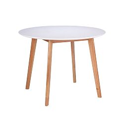 Bílý jídelní stůl s nohami ze dřeva kaučukovníku sømcasa Monna, ⌀ 100 cm