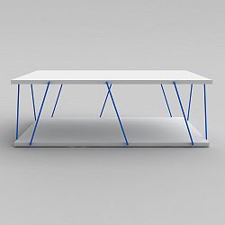 Bílý konferenční stolek s modrým detailem Rafevi Tars