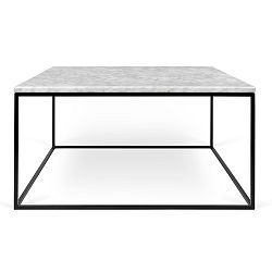 Bílý mramorový konferenční stolek s černými nohami TemaHome Gleam, 75 cm