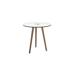 Bílý odkládací stolek s tmavě hnědýma nohama WOOD AND VISION Handy, ⌀ 50 cm