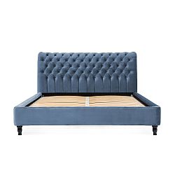 Blankytně modrá postel z bukového dřeva s černými nohami Vivonita Allon, 160 x 200 cm