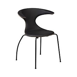 Černá kožená jídelní židle s kovovým podnožím DAN–FORM Flair