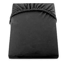 Černé elastické bavlněné prostěradlo DecoKing Amber Collection, 140/160 x 200 cm