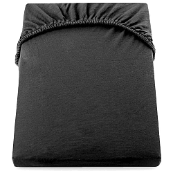 Černé elastické prostěradlo DecoKing Nephrite, 160–180 cm