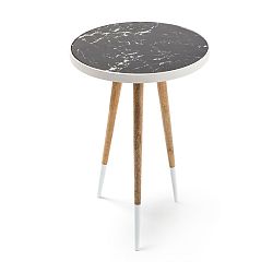 Černo-bílý odkládací stolek 360 Living Merald Weich Natural, ⌀ 40,5 cm