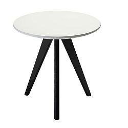 Černobílý dřevěný příruční stolek Knuds Life, Ø 40 cm