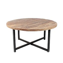 Černý konferenční stolek s deskou z mangového dřeva LABEL51 Dex, Ø 60 cm