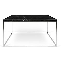 Černý mramorový konferenční stolek s chromovými nohami TemaHome Gleam, délka 75 cm