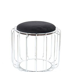 Černý odkládací stolek / puf s konstrukcí ve stříbrné barvě 360 Living Canny, ⌀ 50 cm