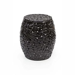 Černý odkládací stolek WOOX LIVING Floral, ⌀ 40 cm