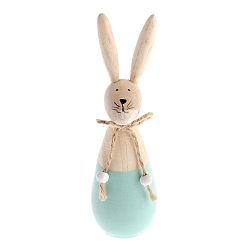 Dřevěná dekorace s detailem v modré barvě Dakls Happy Easter Hare, výška 44 cm