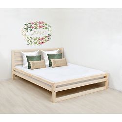 Dřevěná dvoulůžková postel Benlemi DeLuxe Bella Natural, 190 x 160 cm