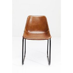 Hnědá jídelní židle s potahem z kozí kůže Kare Design Vintage