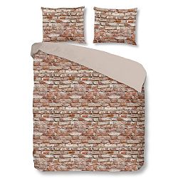 Hnědé bavlněné povlečení na dvoulůžko Muller Textiels Brick, 200 x 200 cm