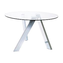 Jídelní stůl ve stříbrné barvě s temperovaným sklem Kare Design Mikado, ⌀ 120 cm