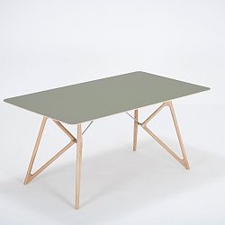 Jídelní stůl z masivního dubového dřeva se zelenou deskou Gazzda Tink, 160 x 90 cm