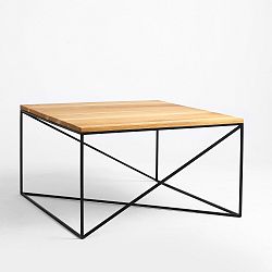 Konferenční stolek s černým podnožím a dubovou deskou Custom Form Memo, 100 x 100 cm