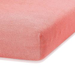 Korálově růžové elastické prostěradlo s vysokým podílem bavlny AmeliaHome Ruby, 200 x 160-180 cm