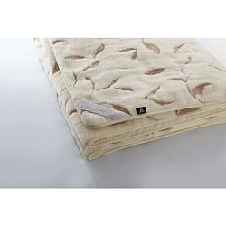 Krémová deka z merino vlny Royal Dream Leaves, 140 x 200 cm