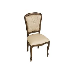Krémově bílá polstrovaná židle s dekorem v barvě ořechového dřeva Jonas