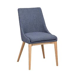 Modrá polstrovaná jídelní židle s hnědými nohami Folke Bea