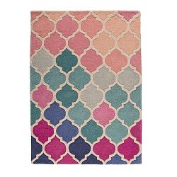 Modro-růžový vlněný koberec Flair Rugs Rosella, 160 x 230 cm