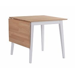 Přírodní sklápěcí dubový jídelní stůl s bílými nohami Folke  Mimi, délka 80-125 cm
