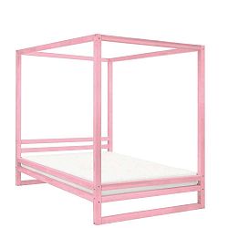 Růžová dřevěná dvoulůžková postel Benlemi Baldee, 190 x 160 cm