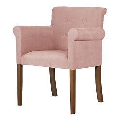 Růžová židle s tmavě hnědými nohami Ted Lapidus Maison Flacon