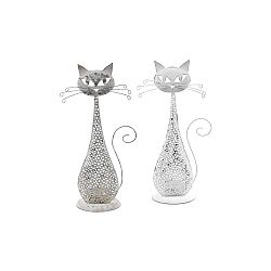 Sada 2 malých kovových svícnů ve tvaru kočky Ego Dekor, 15 x 27,5 cm