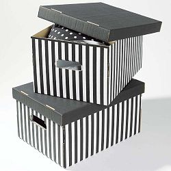 Sada 2 šedých úložných krabic Compactor Stripes