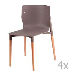 Sada 4 světle šedých  jídelních židlí s dřevěnými nohami sømcasa Alisia