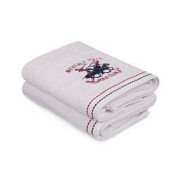Sada dvou bílých ručníků s červeno-černým detailem Beverly Hills Polo Club Horses, 90 x 50 cm
