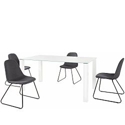 Set bílého jídelního stolu a 4 antracitových jídelních židlí Støraa Dante Colombo Duro