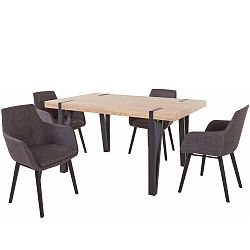 Set jídelního stolu a 4 tmavě šedých jídelních židlí Støraa Shelia Buckley