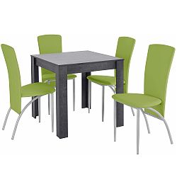 Set jídelního stolu a 4 zelených jídelních židlí Støraa Lori Nevada Duro Slate Green