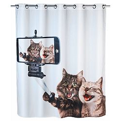 Sprchový závěs s protiplísňovou povrchovou úpravou Wenko Selfie Cat, 180 x 200 cm