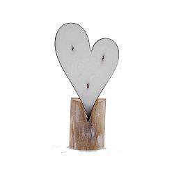 Střední kovová dekorace na dřevěném podstavci s motivem srdce Ego Dekor, 15 x 30 cm