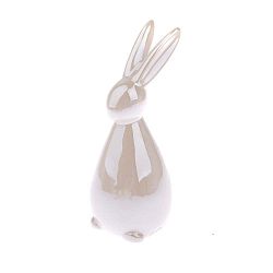 Světle béžová keramická dekorace ve tvaru zajíce Dakls Easter Deco Hare