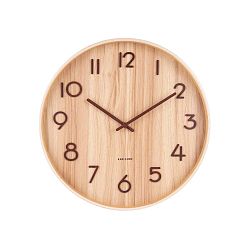 Světle hnědé nástěnné hodiny z lipového dřeva Karlsson Pure Large, ø 60 cm