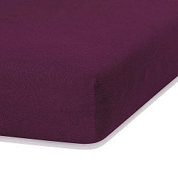Tmavě fialové elastické prostěradlo s vysokým podílem bavlny AmeliaHome Ruby, 200 x 120-140 cm
