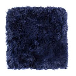 Tmavě modrý sedák z ovčí kožešiny na jídelní židli Royal Dream, 40 x 40 cm