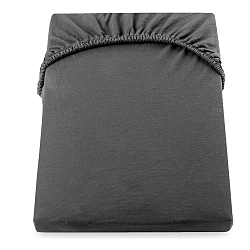 Tmavě šedé elastické bavlněné prostěradlo DecoKing Amber Collection, 160/180 x 200 cm