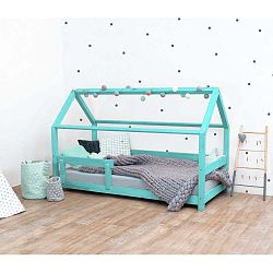Tyrkysová dětská postel s bočnicemi ze smrkového dřeva Benlemi Tery, 120 x 190 cm