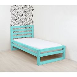 Tyrkysově modrá dřevěná jednolůžková postel Benlemi DeLuxe, 190 x 120 cm